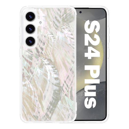 for Samsung Galaxy S24 Plus Case Made with Unique Genuine Seashell, Durable | Stunning Gorgeous | Drop Protection | Luxury Aesthetic Cover. (Beige)