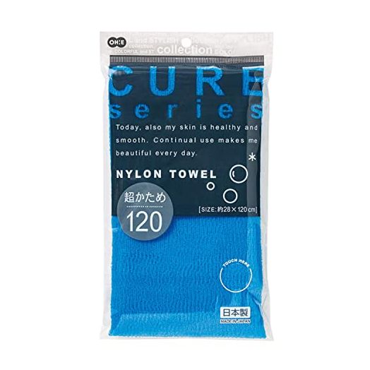 Cure Series Japanese Exfoliating Bath Towel From OHE - Super Hard Weave - Blue, 120cm -Value Set of 2