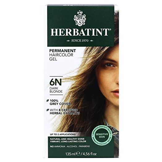 Herbatint Permanent Haircolor Gel, 6N Dark Blonde, Alcohol Free, Vegan, 100% Grey Coverage, 4.56 oz