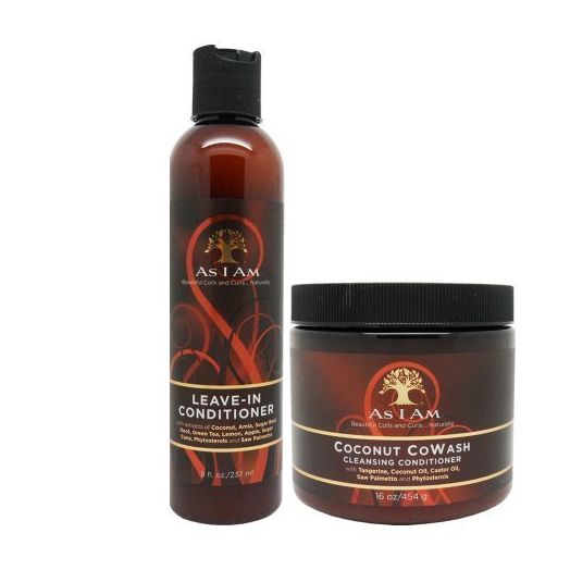As I Am Leave-in Conditioner 8 Ounce and Coconut Cowash Cleansing Conditioner 16 Ounce