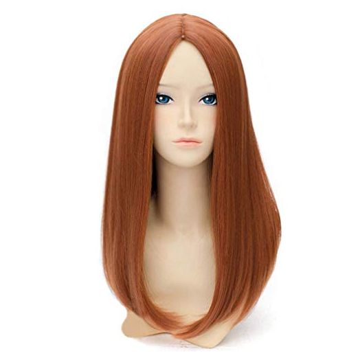 BERON 20'' Long Straight Hair Cosplay Costume Party Wig with Wig Cap (Dark Orange)