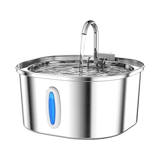 Cat Water Fountain - 3.2L/108oz Stainless Steel Pet Water Drinking Fountain for Cats Indoor, Dog Water Fountain with Water Level Window