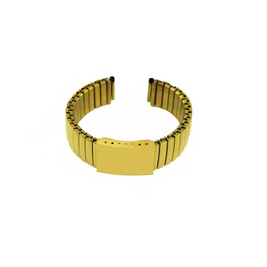QINGQIAN Gold Stainless Steel Comfortable Stretch Watch Band,Not expanded to 6.1 inches,Straight end without buckle (Port 16mm)
