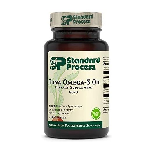 Standard Process Tuna Omega-3 Oil EPA and DHA - Whole Food Emotional Support, Brain Health and Brain Support, Eye Health, Skin Health and Hair Health with Tuna Oil - Gluten Free - 120 Softgels