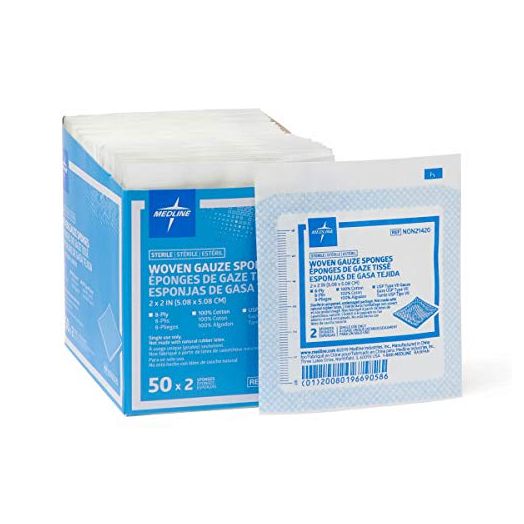 Medline Gauze Sponge Sterile 8 Ply, 100 Count