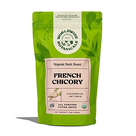 Worldwide Botanicals Organic French Chicory Root, Dark Roast, Caffeine Free, 1 Pound