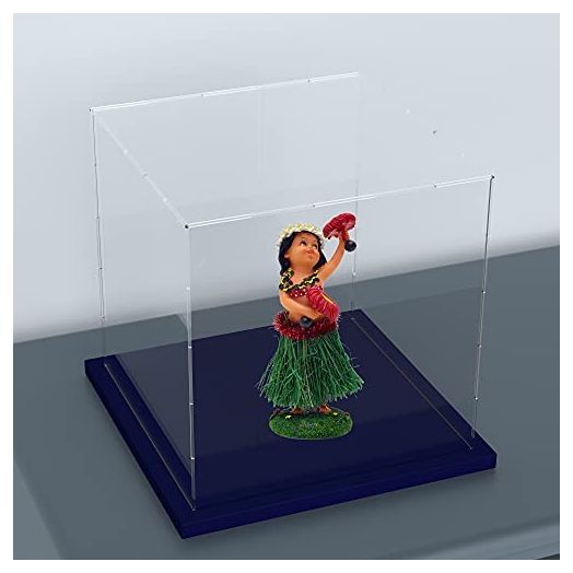 QIMOND Acrylic Display Case with Lid for Collectibles, 6 Inch Cube Acrylic Box with Elegant Velvet Base for Display, Dust-Resistant Showcase for Action Figures and Dolls [6x6x6 inch]