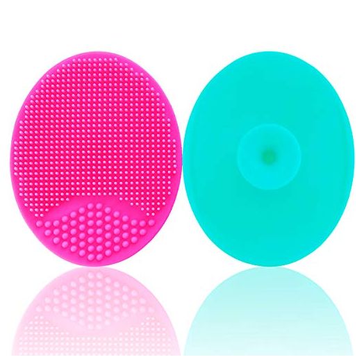 Huaway Baby Bath Silicone Cradle Cap Brush/Exfoliating and Massaging Brush/Soft Kids Washcloth (Green + Rose Red)