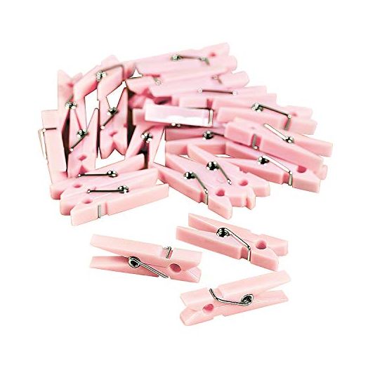 Fun Express Baby Pink Mini Clothespin Baby Shower Party Favors - 48 Pieces