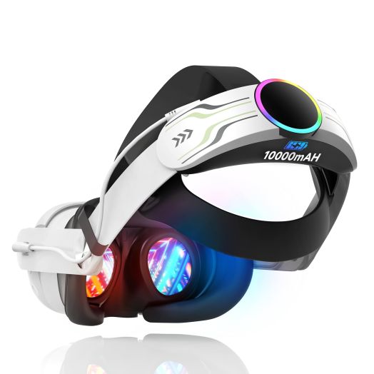 RGB Head Strap with Battery for Meta/Oculus Quest 3, 10000mAh Battery Pack for Extended 8 Hrs of Playtime, Fast Charging VR Power, Adjustable Elite Strap Enhanced Support and Balance in VR