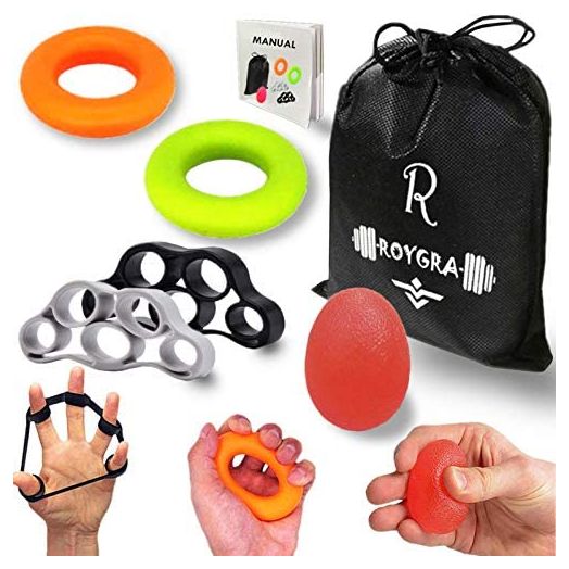 roygra Hand Exerciser, Finger Strengthener, Different Resistance Kit (5 Pack)