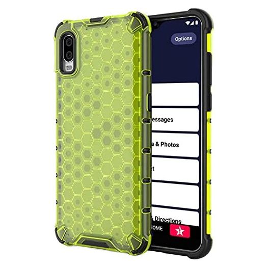 Case for Jitterbug Smart3 Phone, Nakedcellphone [Honeycomb Hybrid Series] Dual-Layer Cover [Anti-Shock] for Jitterbug Smart 3 (2021) for Seniors (aka Lively Smart) - Lime Green