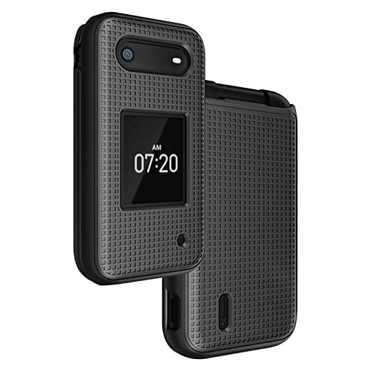 Case for Nokia 2760 Flip Phone, Nakedcellphone Slim Hard Shell Protector Cover with Grid Texture for Tracfone N139DL - Black