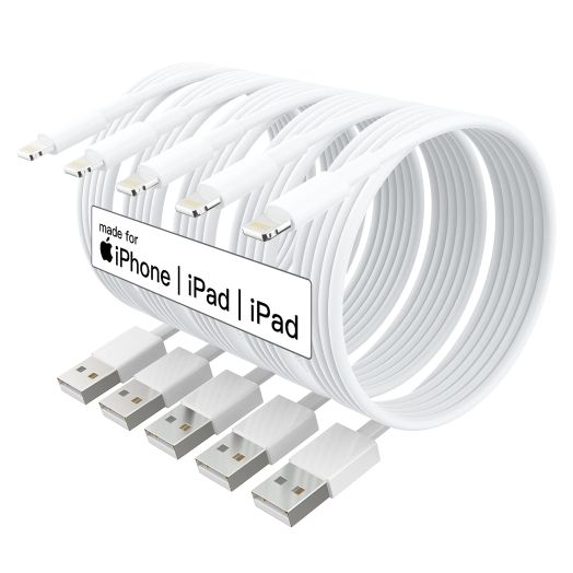 iPhone Charger Fast Charging[Apple MFi Certified] 5pack 10FT Long Lightning Cable High Speed Data Sync Cord for 14/13/12/11 Pro Max/XS MAX/XR/XS/X/8/7/Plus airpods (White)