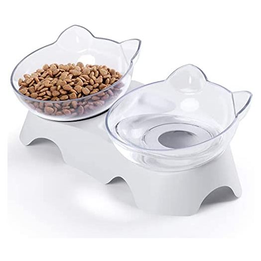 MILIFUN Cat Bowls, Cat Food Bowls Elevated Tilted, Anti Vomiting Kitty Bowls for Puppy and Bunny, Orthopedic Cat Bowls for Indoor Cats.