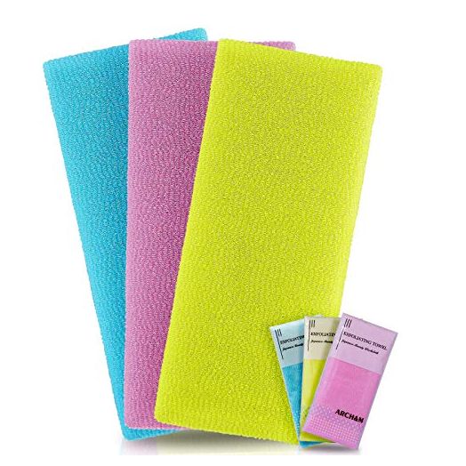 Exfoliating Washcloth Towel Japanese Washcloth Nylon Bath Wash Towel Korean Exfoliating Towel Body Beauty Washcloth Sponge Loofah Exfoliating Body Scrub Back Scrubber For Shower Cloth 3 Pack By ARCH&M
