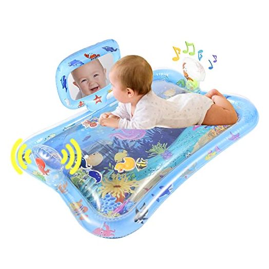 gebra Tummy Time Water Mat, Inflatable Gift for 0 3 6 9 Month Infant Baby Boy Girl