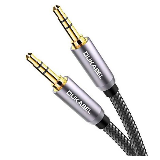 DUKABEL Top Series 3.5mm AUX Cable Lossless Audio Gold-Plated Auxiliary Audio Cable Nylon Braided Male to Male Stereo Audio AUX Cord Car Headphones Phones Speakers Home Stereos (4 Feet (1.2 Meters))