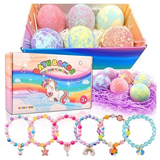 Unicorn Bath Bombs with Surprise Inside for Kids Girls, Kids Bath Bombs Birthday Gifts for Kids Surprise Gifts for Girls, Organic Bath Bombs Unicorns Gifts for Girls with Jewelry Inside
