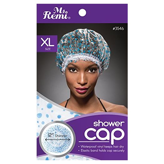 Shower Cap - Blue Dot Pattern, Vinyl material, elastic band, extra large, large, won’t fall off your head,