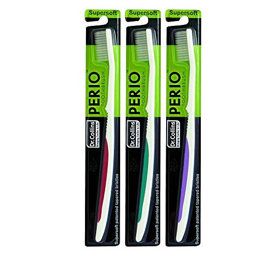 Dr. Collins Perio Toothbrush, (colors vary) 3 Count (Pack of 1)