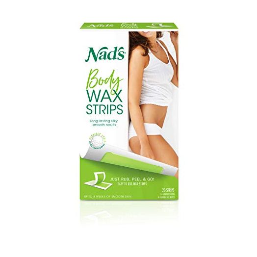 Nad's Body Wax Strips Hair Removal For Women All Skin Types, 20 Waxing Strips + 4 Calming Oil Wipes