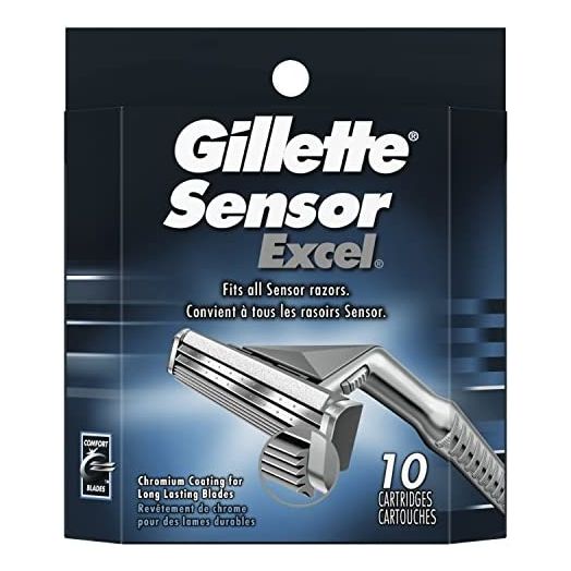 Gillette Sensor Excel Men's Razor Blade Refills, 10 Count