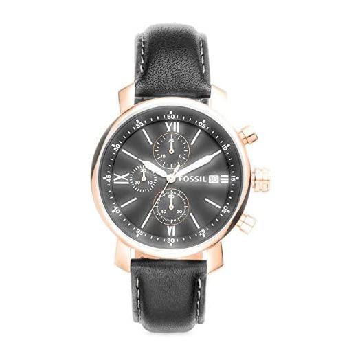 Fossil BQ1008 Men's Black Leather Strap Black Dial Chronograph Watch