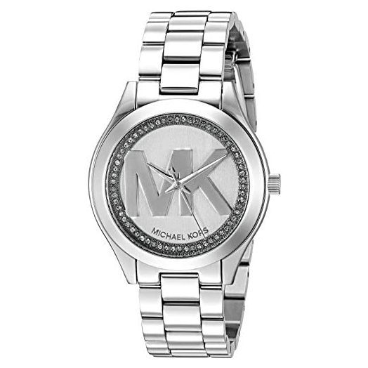 Michael Kors Women's Mini Slim Runway Logo Silver-Tone Watch MK3548