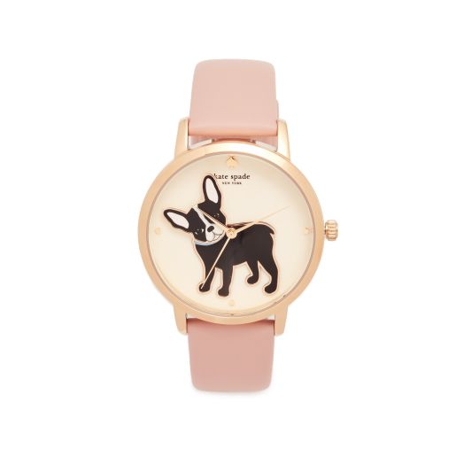 Kate Spade New York Women's Metro Quartz Stainless Steel and Leather Watch, Color: Rose Gold, Beige (Model: KSW1345)