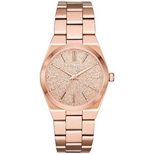 Michael Kors Women's Channing Stainless Steel Quartz Watch with Stainless-Steel-Plated Strap, Rose Gold, 18 (Model: MK6624)