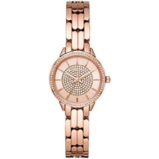 Michael Kors Allie Three-Hand Stainless Steel Watch with Glitz Topring