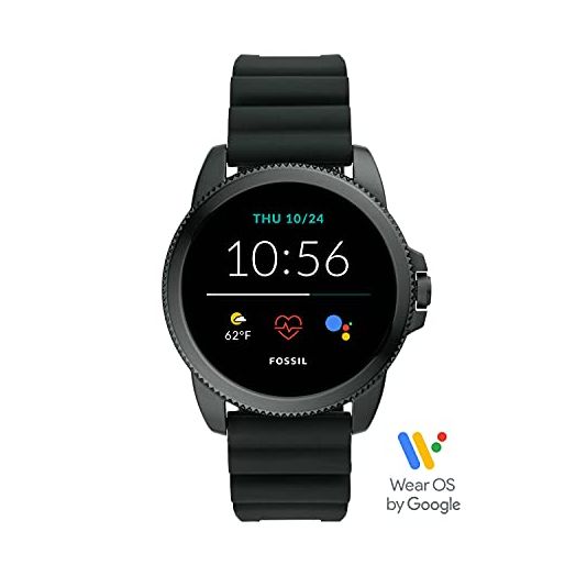 Fossil 44mm Gen 5E Stainless Steel and Silicone Touchscreen Smart Watch with Heart Rate