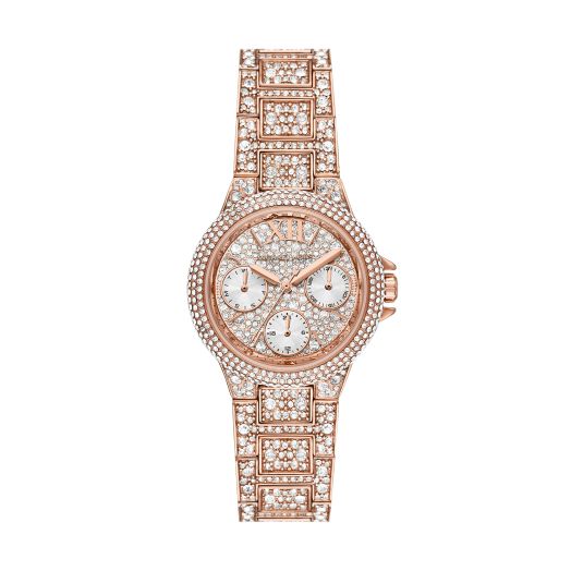 Michael Kors Women's Camille Quartz Watch with Stainless Steel Strap, Rose Gold, 16 (Model: MK6997)