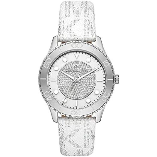 Michael Kors Women's Runway Three-Hand White Metallic PVC Watch (Model:MK6998)