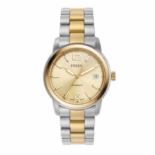 Fossil Heritage Automatic Beige Gold Dial Two-Tone Unisex Watch ME3228
