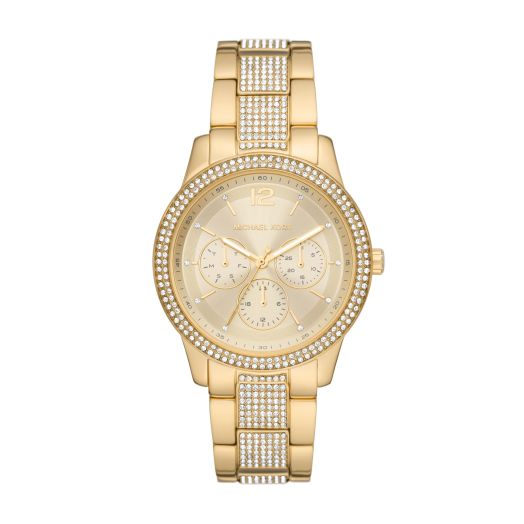 Michael Kors Tibby Women's Watch, Stainless Steel and Pavé Crystal Multifunction Watch for Women