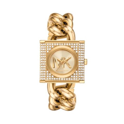 Michael Kors MK Chain Lock Women's Watch, Stainless Steel and Pavé Crystal Watch for Women
