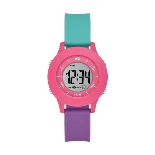 Skechers Women's Rosencrans Digital Silicone Watch, Color: Pink, Purple/Green (Model: SR6292)