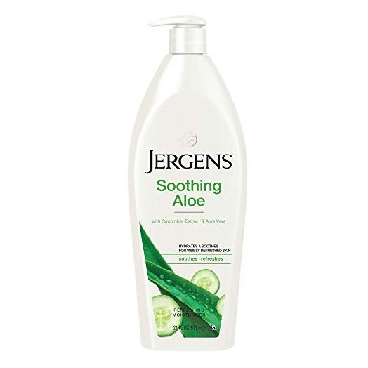 Jergens Soothing Aloe Refreshing Body Lotion, Aloe Vera Body and Hand Moisturizer, 21 Fl Oz , Illuminating Hydralucence Blend, with Cucumber Extract, Dermatologist Tested