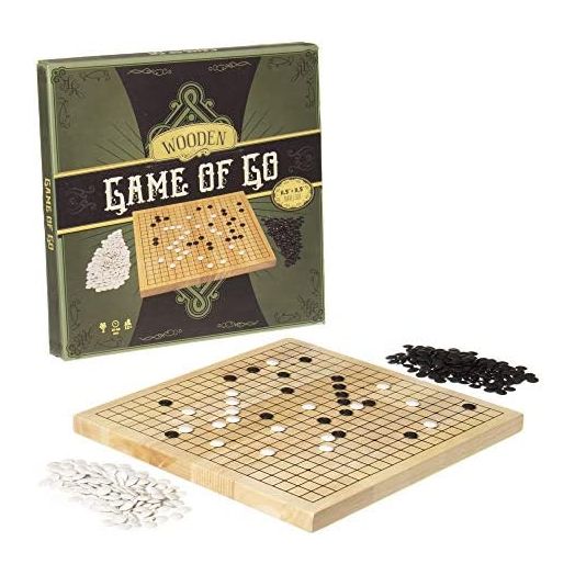 Brybelly Go Set with Natural Wood Board, 29 x 29cm, 361 Stones, 19x19 Grid