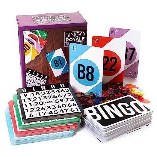 Royal Bingo Supplies Bingo Game Set for Adults, Seniors, and Family - 1000 Chips, 100 Cards, Jumbo Deck of Calling Cards - Calling Card Set