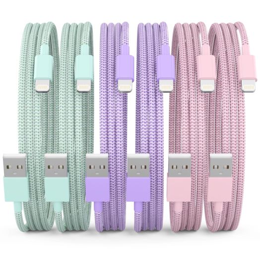 iPhone Charger 6Pack (3/3/6/6/6/10 FT) Apple MFi Certified Fast Charging Lightning Cable High Speed Transfer iPhone Charger Cord Compatible iPhone 14/13/12/11 Pro Max/XR/XS/X/8/7/6Plus iPad