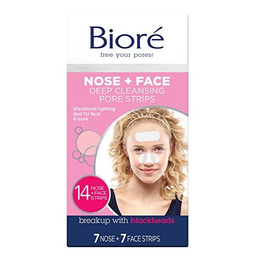 Bioré Nose+Face, Deep Cleansing Pore Strips, 7 Nose + 7 Chin or Forehead, with Instant Blackhead Removal and Pore Unclogging, 14 Count, Oil-free, Non-Comedogenic Use