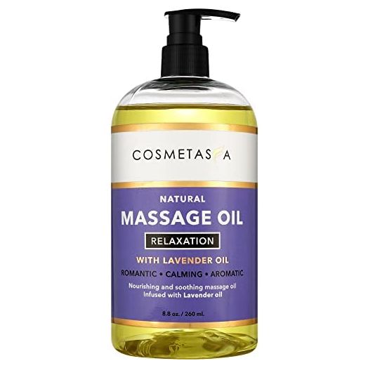 Cosmetasa Sensual Lavender Massage Oil, No Stain 100% Natural Blend of Spa Quality Oils