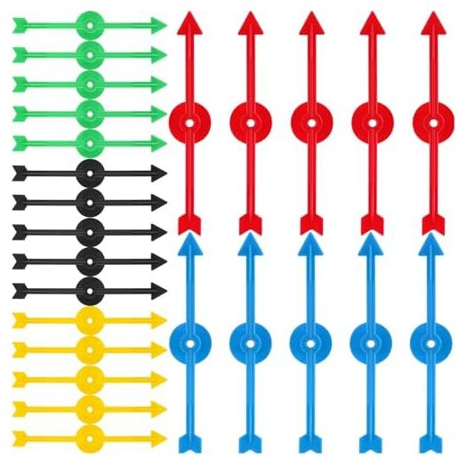 CHENGU 25 Pieces 4 Inch Arrow Spinners Games in 5 Colors Magic Spinner for Activities of Classroom, Plastic Board Game Spinners