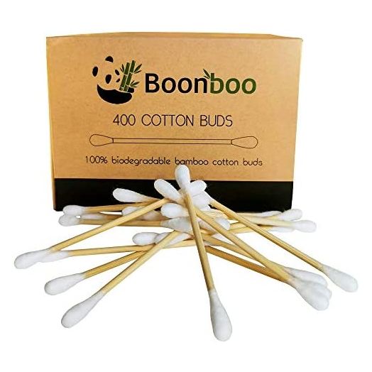 Boonboo Cotton Swabs | 400 Count Bamboo Cotton Buds | Plastic-Free | Paper Q-Tips Alternative | Biodegradable & Sustainable
