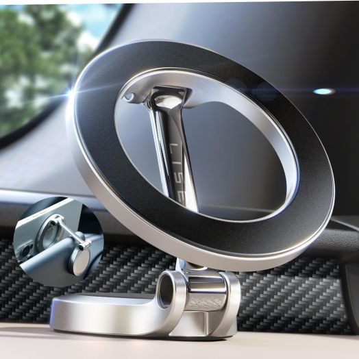 LISEN for Magsafe Car Mount,[All-Metal] Folding Magnetic Phone Holder for Car,Strong Magnet 360 Rotatable Navigation Dashboard,iPhone Magnetic Car Mount Fit for iPhone 15 14 13 12 Pro Max Plus,Sliver