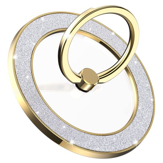 Magnetic Phone Ring Holder for MagSafe, Magnetic Phone Grip for iPhone, Compatible with iPhone MagSafe Wireless Charging. (Glitter Gold)