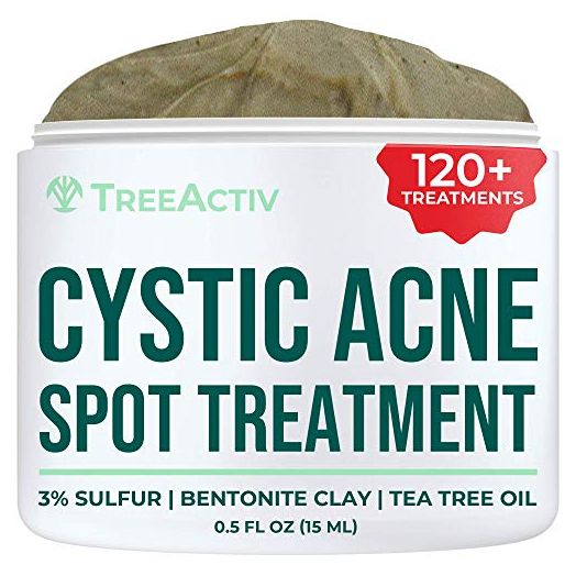 Cystic Acne Spot Treatment | Pimple, Milia, & Blemish Remover for Face & Body with Sulfur 3% & Tea Tree Oil | Blackhead, Whitehead, Zit, & Hormonal Acne Cream for Teens & Adults | 120+ Uses by TreeActiv